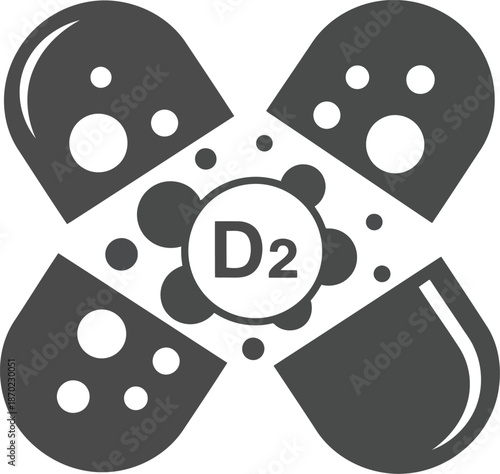 Vitamin d2 supplement capsule abstract design healthy lifestyle science medical symbol vector