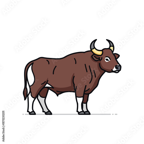 Cute cartoon vector illustration of a black and brown dairy cow or calf isolated on a white background for farm agriculture and milk livestock design