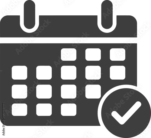 Calendar event reminder checkmark notification planning date schedule graphic icon digital symbol vector