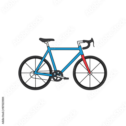Vintage red mountain bike with black wheels and pedals isolated on a white background for sport and cycling transportation illustration