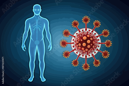 Human Body Facing Virus Attack Illustration