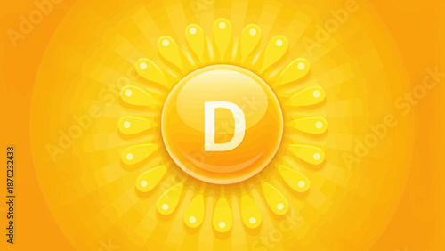 The Letter D With Sun Rays