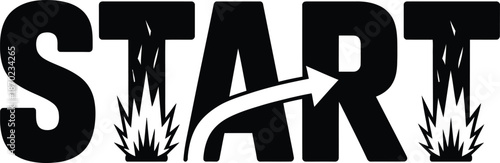 Bold "START" text with explosive and an arrow