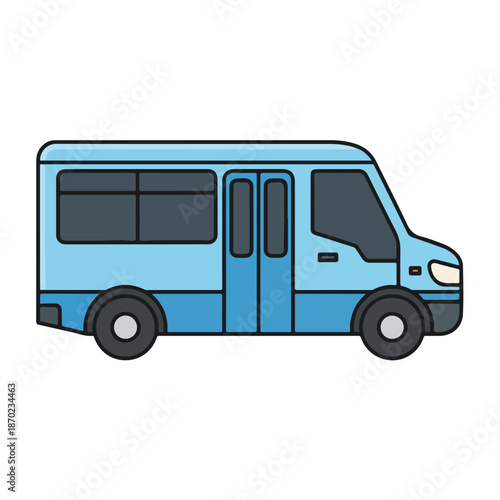 Vector illustration of a red vintage London coach and a white transport van isolated on a white background for city travel and road trip transportation