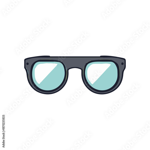 Handrawn binoculars cartoon. Eyeglass blue color  Binocular 