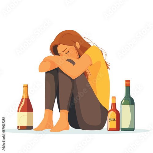 Female alcoholism concept