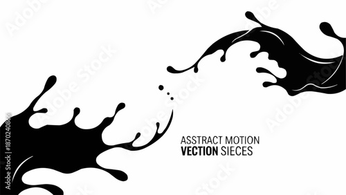 Abstract black liquid splash motion vector art.