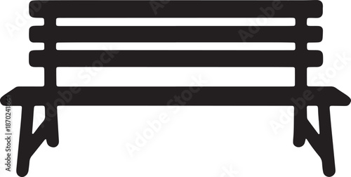 Classic wooden park bench with slatted seat and backrest, outdoor seating furniture