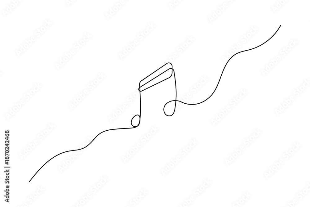 Obraz premium Music notes one line art icon minimalist outline vector illustration 