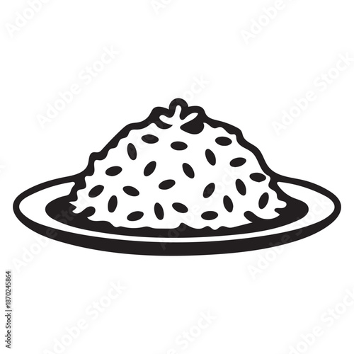 fried rice icon silhouette vector illustration