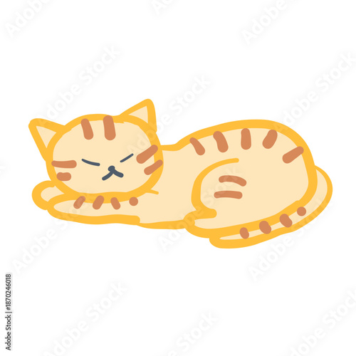 すやすや眠る茶トラ猫のイラスト