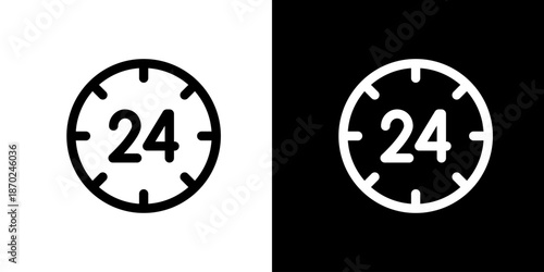24時間の時計アイコン 時刻・時間管理を表すシンプルなUIベクター
