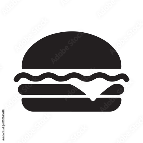 Simple black silhouette icon of a cheeseburger