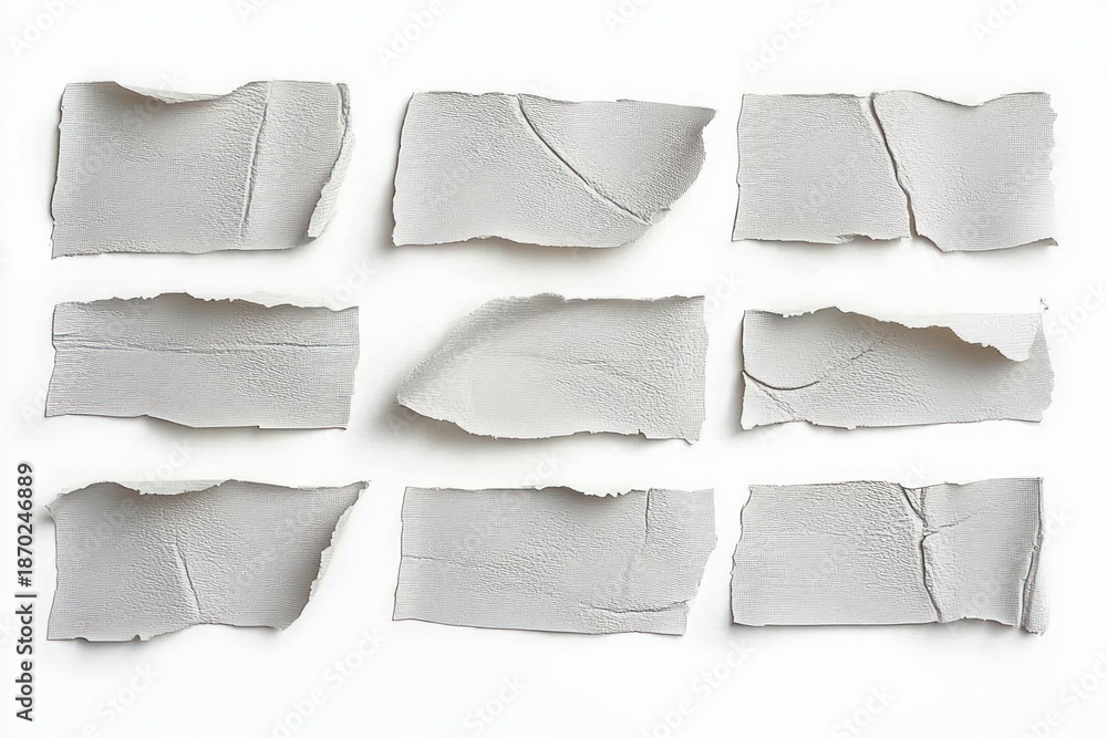 custom made wallpaper toronto digitalNine torn textured paper pieces arranged in a neat three by three grid on white background, evoking calm minimalism and orderly simplicity