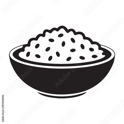 fried rice icon silhouette vector illustration