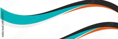 Dynamic Teal And Orange Wave Design With Black Accent Curves For Modern Graphic Art Elements.vector eps10