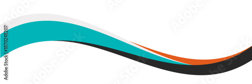 Dynamic Teal And Orange Wave Design With Black Accent Curves For Modern Graphic Art Elements