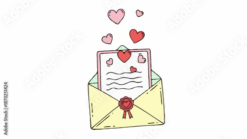 Hand Drawn Love Letter Valentine Vector Illustration