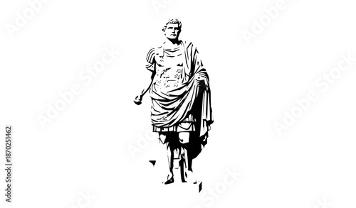 Abstract Polygonal 3D Roman Statue Mark Antony Vector