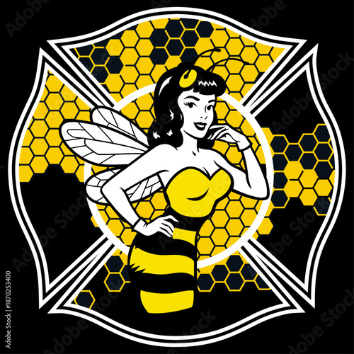 Retro Bee Dispatcher Mascot Logo Design