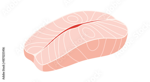 A fresh, raw salmon steak, a healthy and popular fish choice, illustrated in a simple, flat style on a white background.