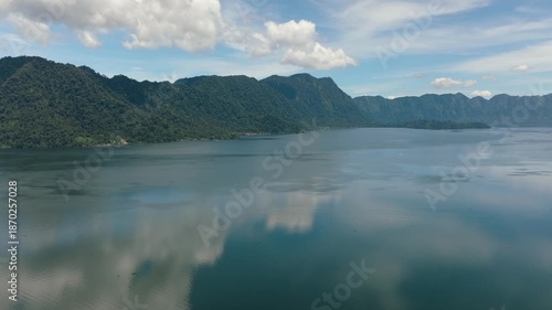 Wallpaper Mural Aerial view of lake Maninjau with reflected sky and clouds. Sumatra, Indonesia. Torontodigital.ca