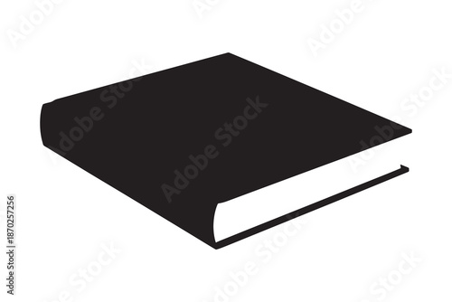closed black hardcover book with white pages on white background
