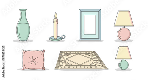 Various home decor items in pastel colors