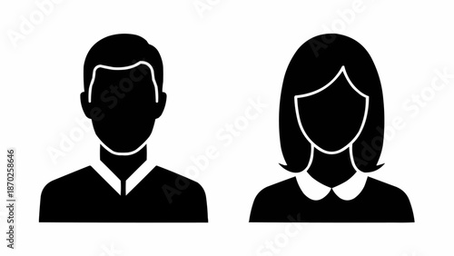 Silhouette icons of a man and a woman facing forward.