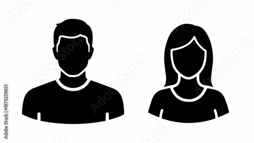 Silhouette icons of a man and a woman facing forward.