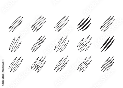Animal Claw Scratch Vector – Wild Cat Paw Mark, Horror and Grunge Illustration