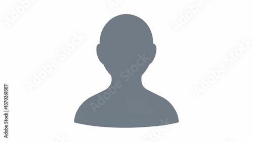 Silhouette of a persons head and shoulders against a white background.