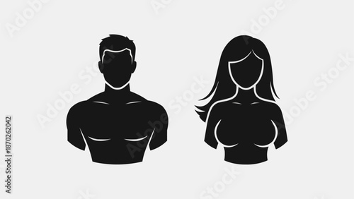 Silhouette of a man and a woman side by side.