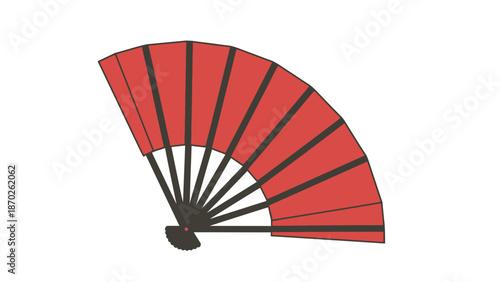 Elegant traditional hand fan with vibrant red panels, representing cultural heritage and graceful cooling accessory for various occasions