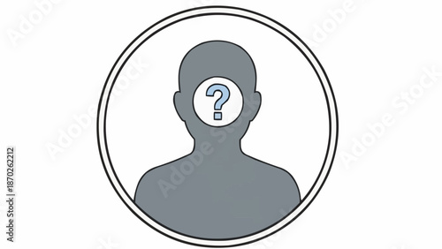 Silhouette of a person with a question mark inside a circle.