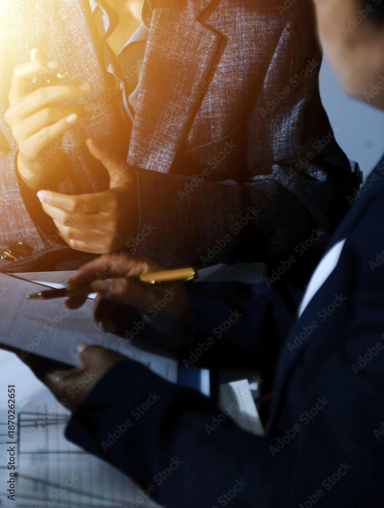 Φωτογραφία Businesswoman and Male lawyer or judge consult and conference having team meetin