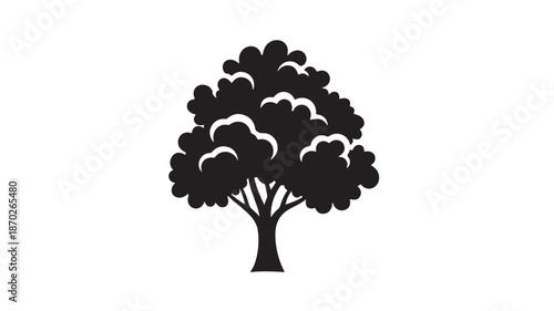 Tree Silhouette in Simple Style with Black Color on White Background for Logo Design