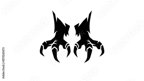 Black silhouette of two eagle claws on a white background.