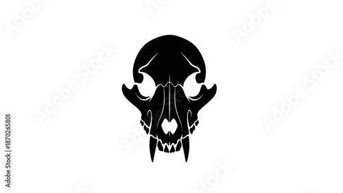 Black silhouette of a mammal skull with white outlines on a plain white background.