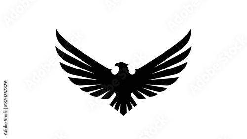 Black silhouette of a bird in flight against a white background