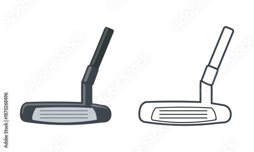 Golf Putter Face Icon Flat & Line Style Golf Club Vector