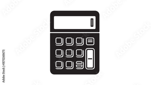 Calculator Icon in Simple Flat Design with Dark Color Scheme on White Background for Financial Apps