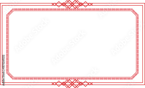 赤い中華風フレームイラスト素材