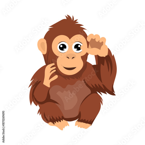 Cartoon orangutan variant poses and expression. activity orangutan