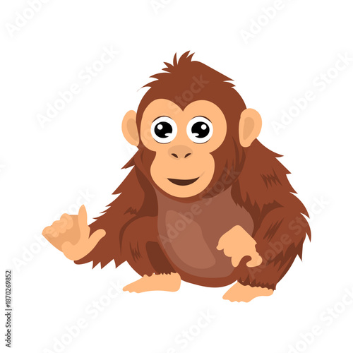 Orangutan cartoon animal isolated on white background