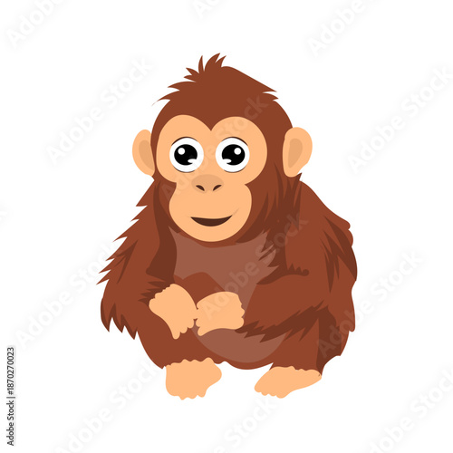 cute baby orangutan playing in jungle 