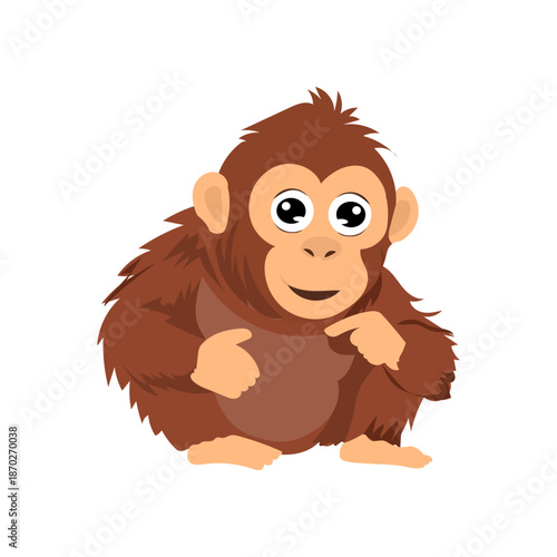 cute baby orangutan playing in jungle 