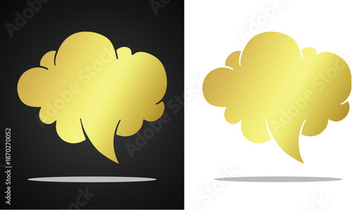 Beautiful and cool golden colored cloud vector logo image in the sky for various design purposes and so on with transparent, black and white background.