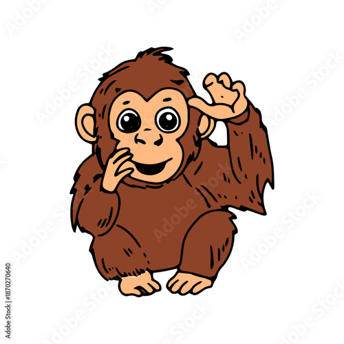 Cartoon baby orangutan borneo from sumatra indonesia. vector illustration