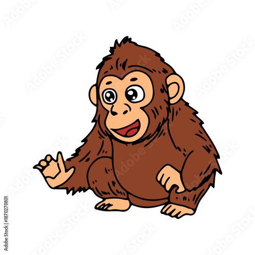Cartoon baby orangutan borneo from sumatra indonesia. vector illustration